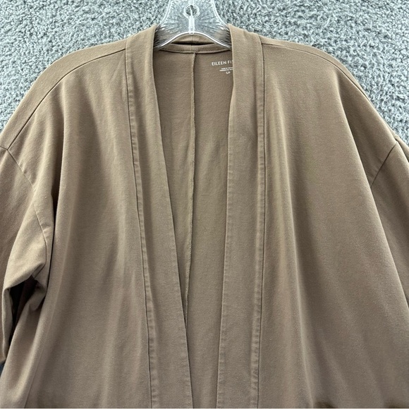 Eileen Fisher Organic Cotton Long Sleeve Cardigan Tan Pockets Women's Small - Picture 2 of 9